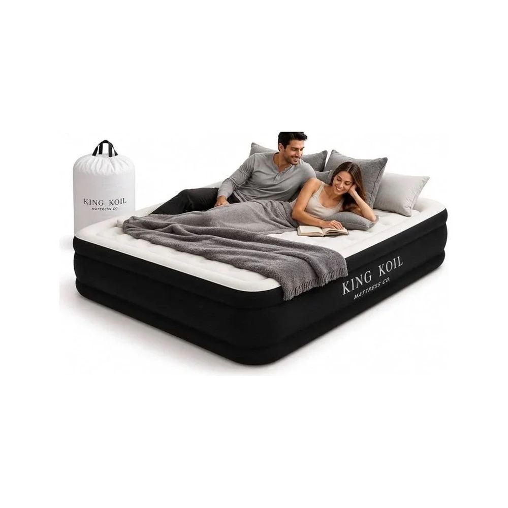 King Koil Luxury Air Mattress Cal King Size with Built-in Pump for Home, 20